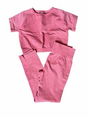 Pink Two-Piece Active Set - Crop Top & Leggings